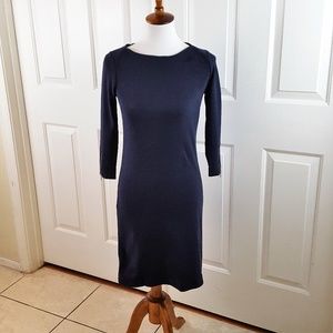 Talbots Size P Career Dress Navy Blue Zipper Cuffs